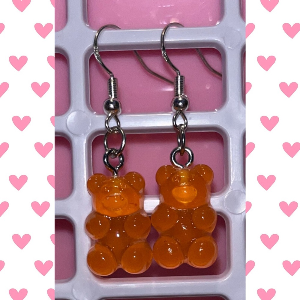 Orange gummy bear earrings